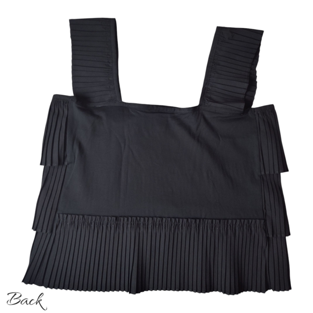 J. Crew Tiered Pleated Sleeveless Tank Black Womens Size Small - Picture 6 of 9